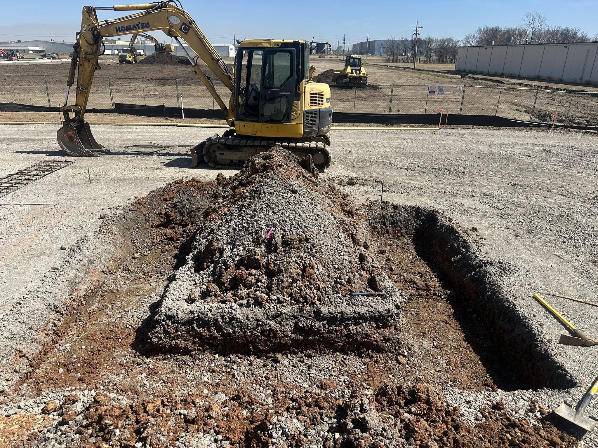 Excavator digging footings